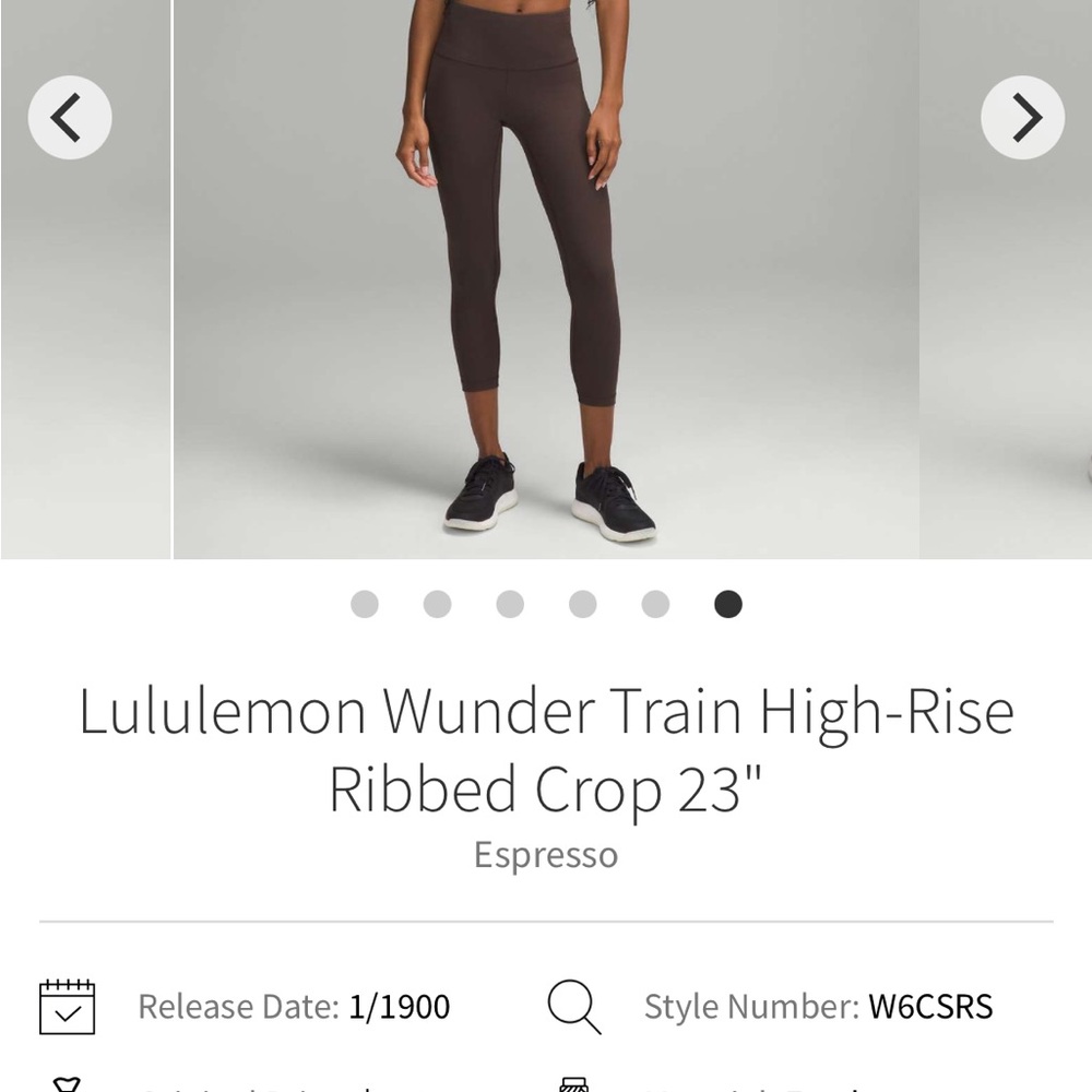 lululemon Wunder Train High-Rise Ribbed Crop 23" — Espresso